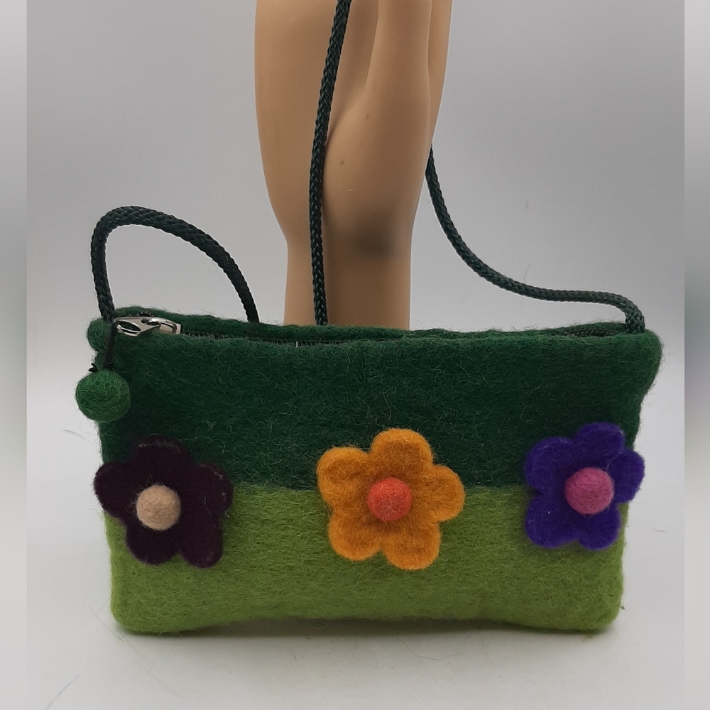 Small Handmade Wool Crossbody Purse Boho Womens